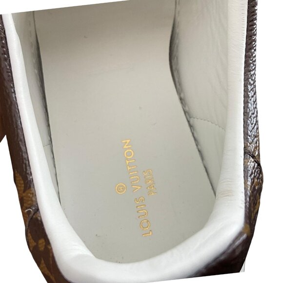 Louis Vuitton Women's Time Out Brown LV Monogram Sneakers Sz 38 Pre-Owned - Picture 8 of 10